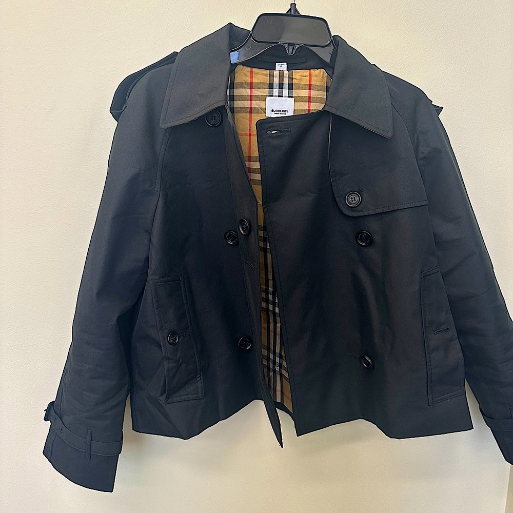 Black Burberry cropped trench